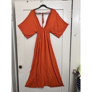 Forever 21 Orange Rust Flowy Boho Maxi Dress - Size S